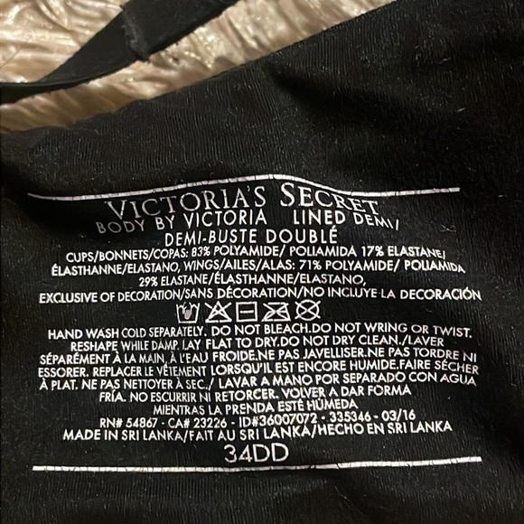 VICTORIA’S Secret Black Padded Underwire Bra sz 34DD - Picture 9 of 9